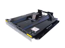 72-inch black Kubota brush mower attachment with heavy-duty steel deck, rear chain guard, and three-point hitch mounting for compact tractors